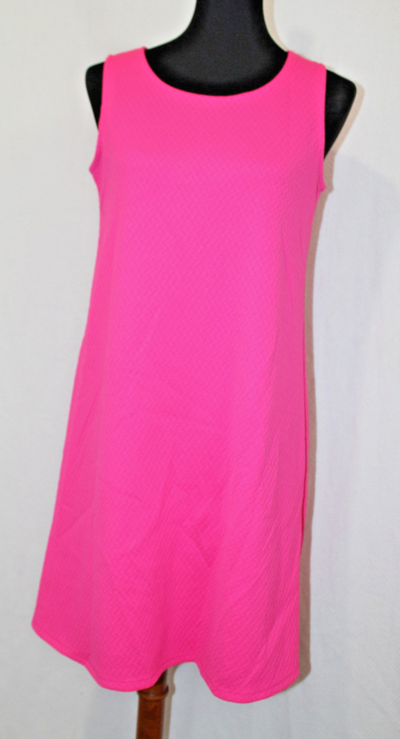 Betsey’s Boutique Sz S Stretchy Hot Pink Sleeveless Waffle Knit Tank Mini Dress