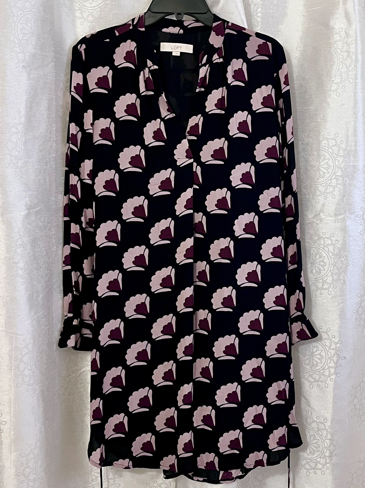 LOFT Women’s Long Sleeve Loose fit Dress Black/Brown Multicolor Size Small S