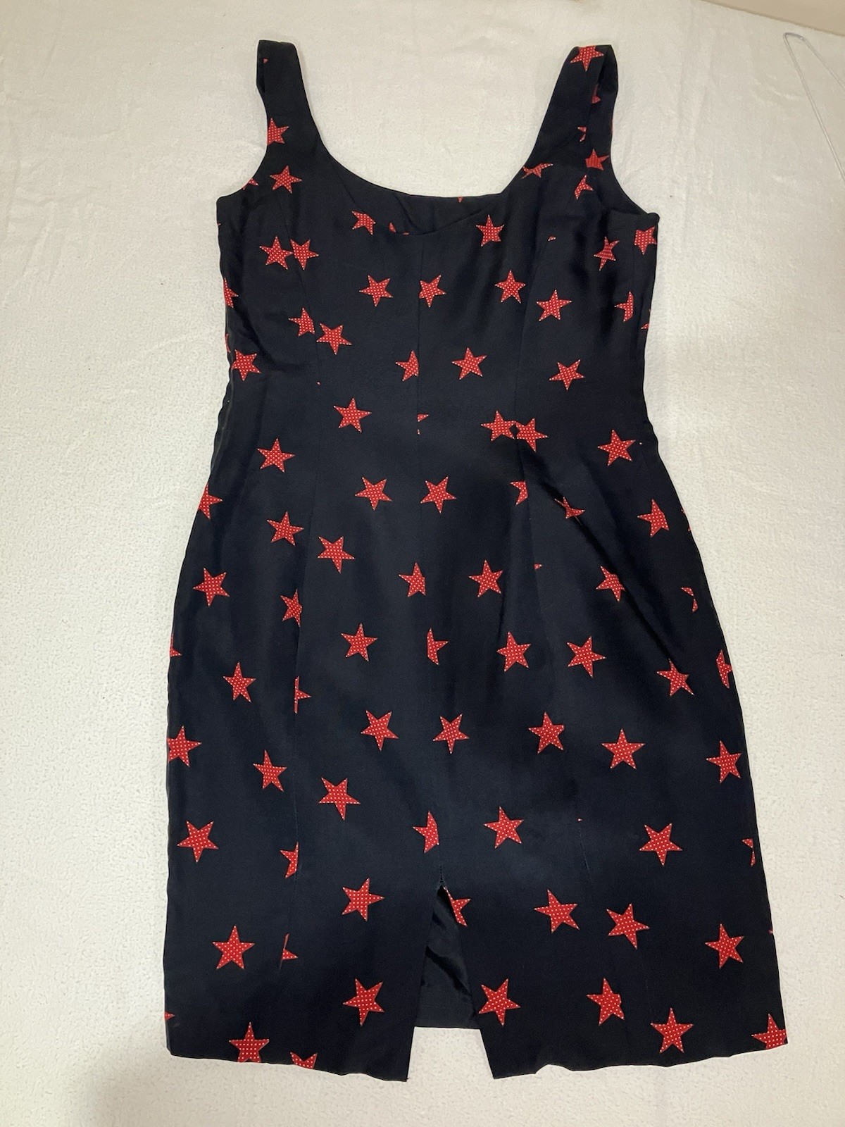 Finity Studio Silk Sleeveless Mini Dress Navy W/Red Star Print Size 4