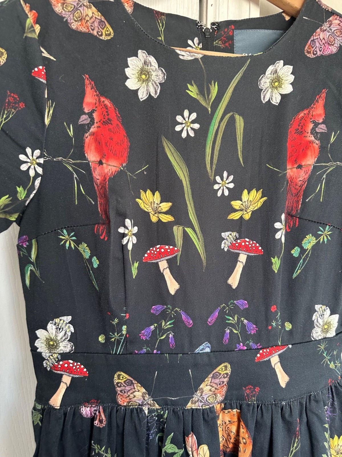 ModCloth Women’s Small Garden Mini Whimsy Dress Mushoom Floral Fairy
