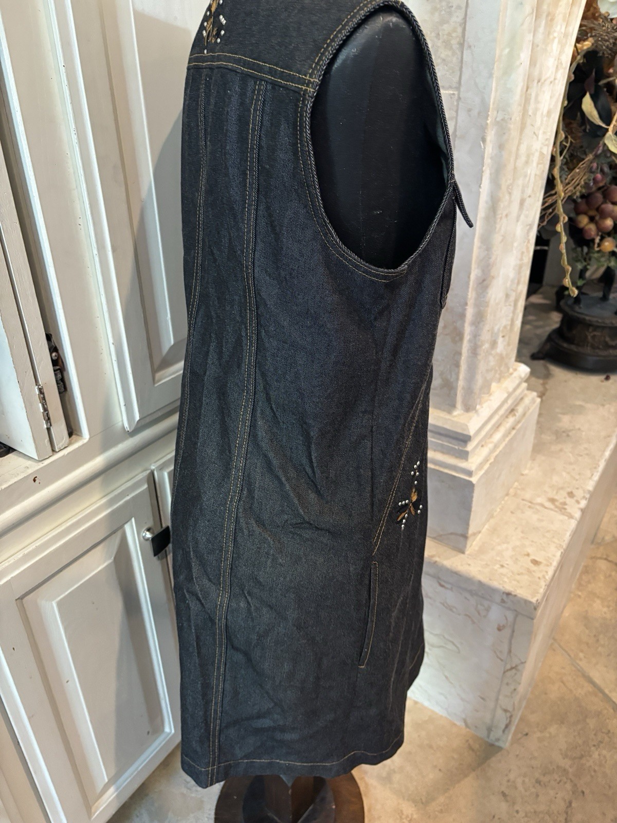 Coach 1941 Japanese denim black concho buttons dress 86966 embroidered Small