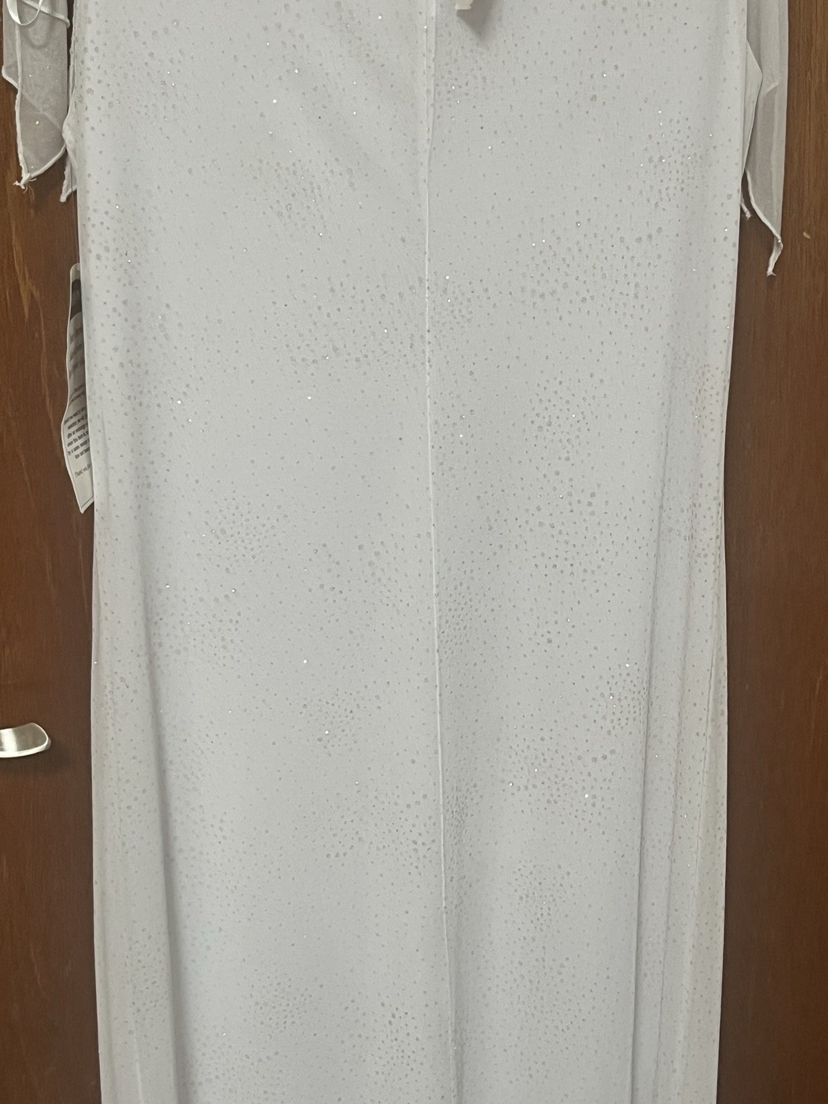 Vintage Full Length White Dress Sleeveless With Ties Lined Sparkles Size 8 NWTAG