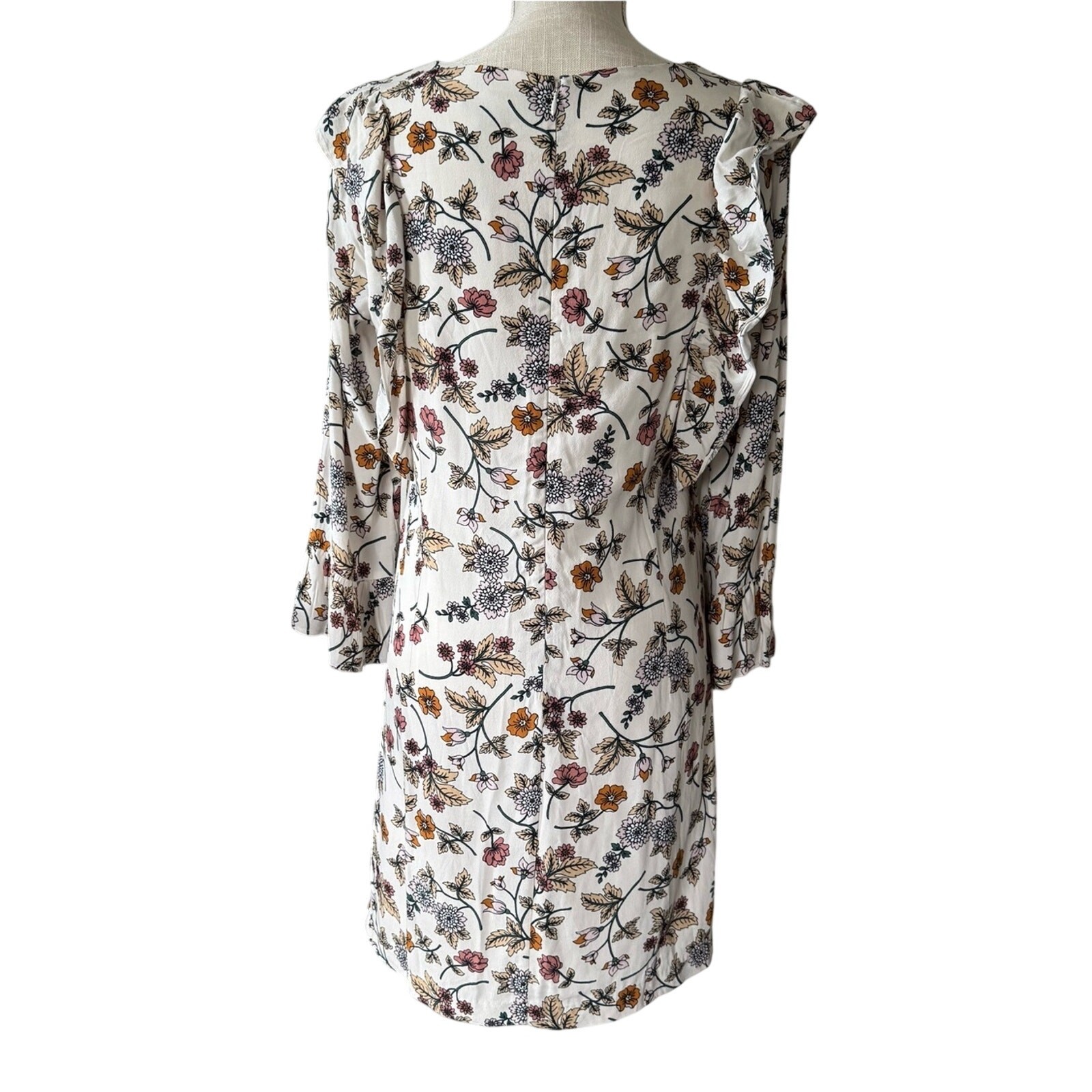 Sanctuary Autumn Symphony Ruffled floral Boho mini Dress white Size S NWT