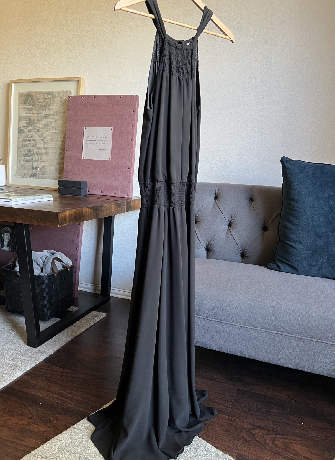 Forever Twenty One Black Sleeves Back Tie Maxi Dress Size S
