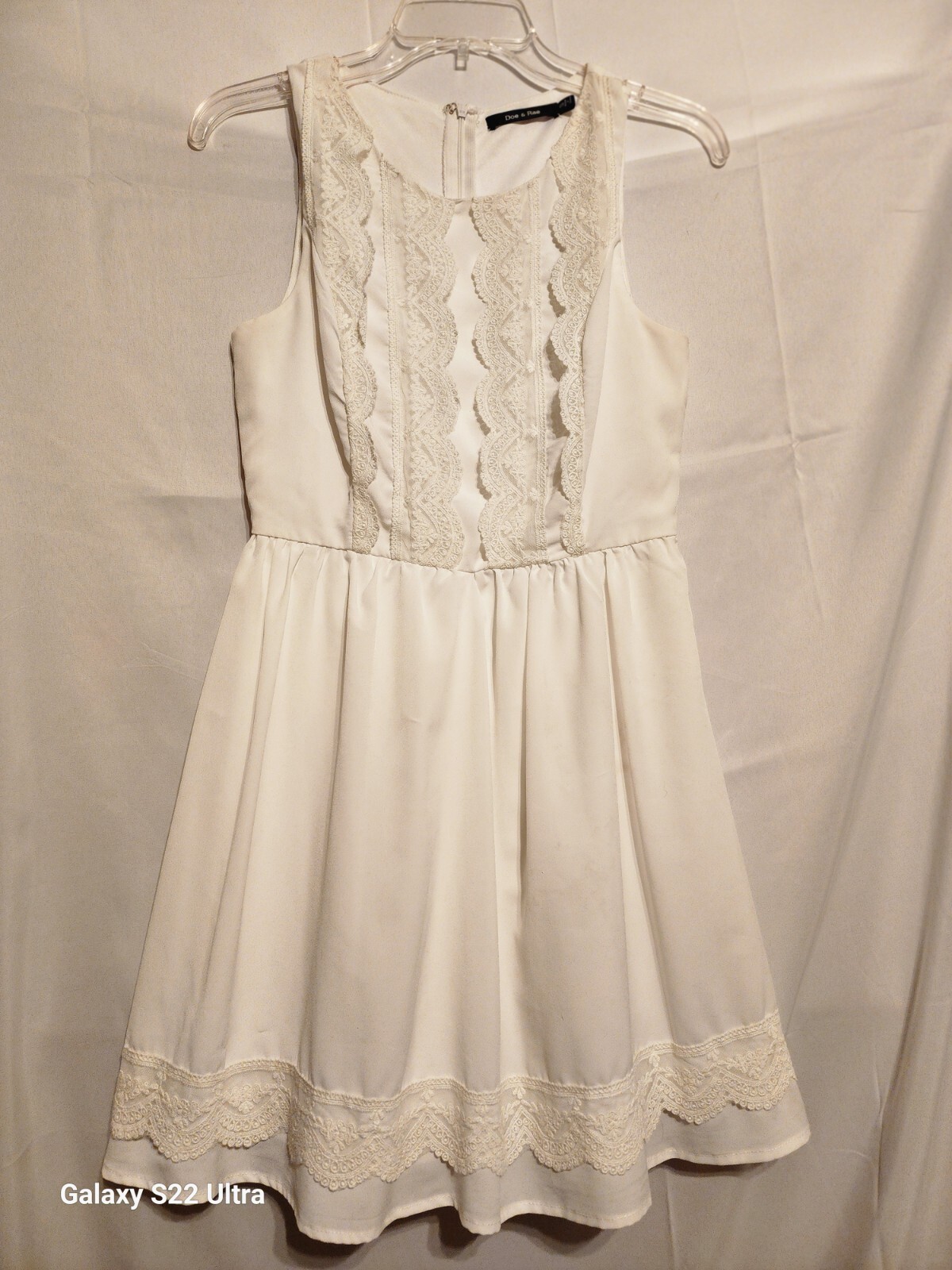 Doe & Rae Lace Lined Dress White Sz S Soft Girl, Coastal, Fairy, Dainty, Girly