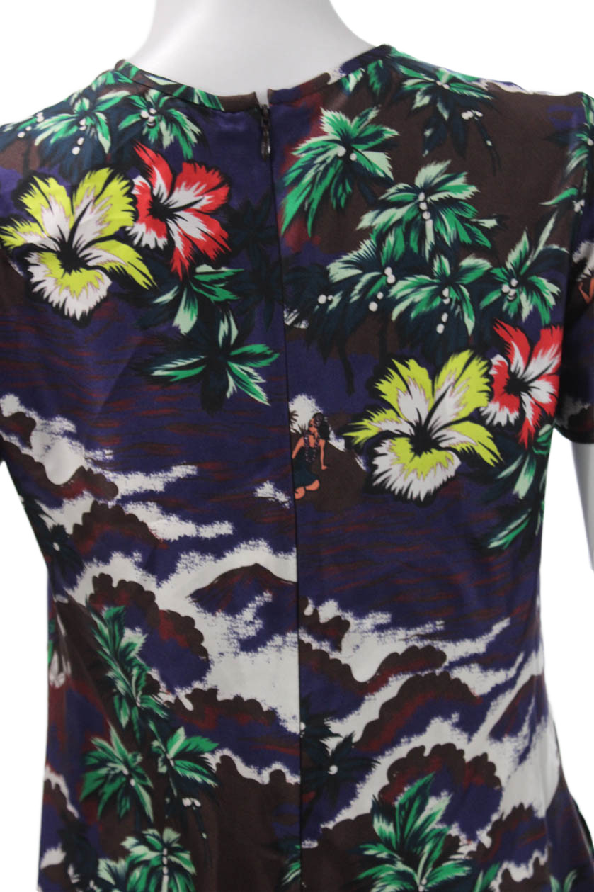 Dsquared2 Women Multicolor Floral Shift Dress Short Sleeve Zip Size 38