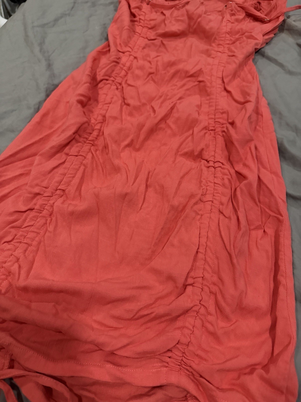 Wild fable Pink Ruched Square Neck Strappy Slip Midi Dress M