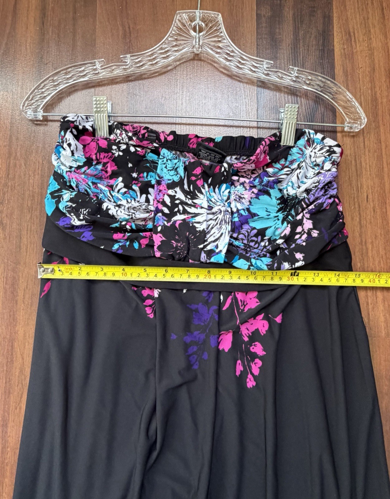 Torrid Size 0 (Large) Floral Strapless Maxi Dress Black Pink Teal Boho Tropical