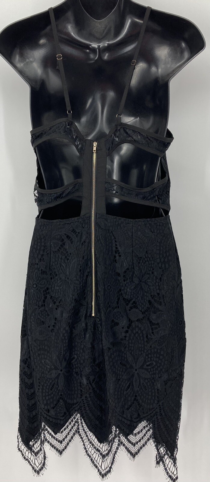 Missguided Sheath Bodycon Dress Size 12 Lace Cocktail Little Black Dress B63