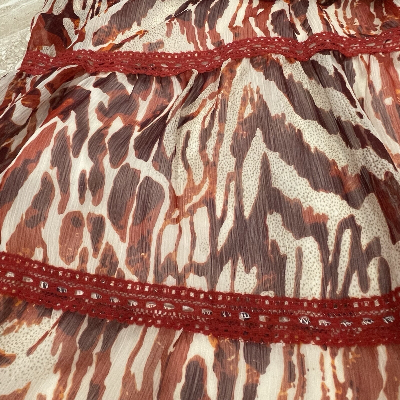 Jessica Taylor Maxi Dress Brown 2 pc Tier Chiffon XL Sleeves Boho Cruise Sheer