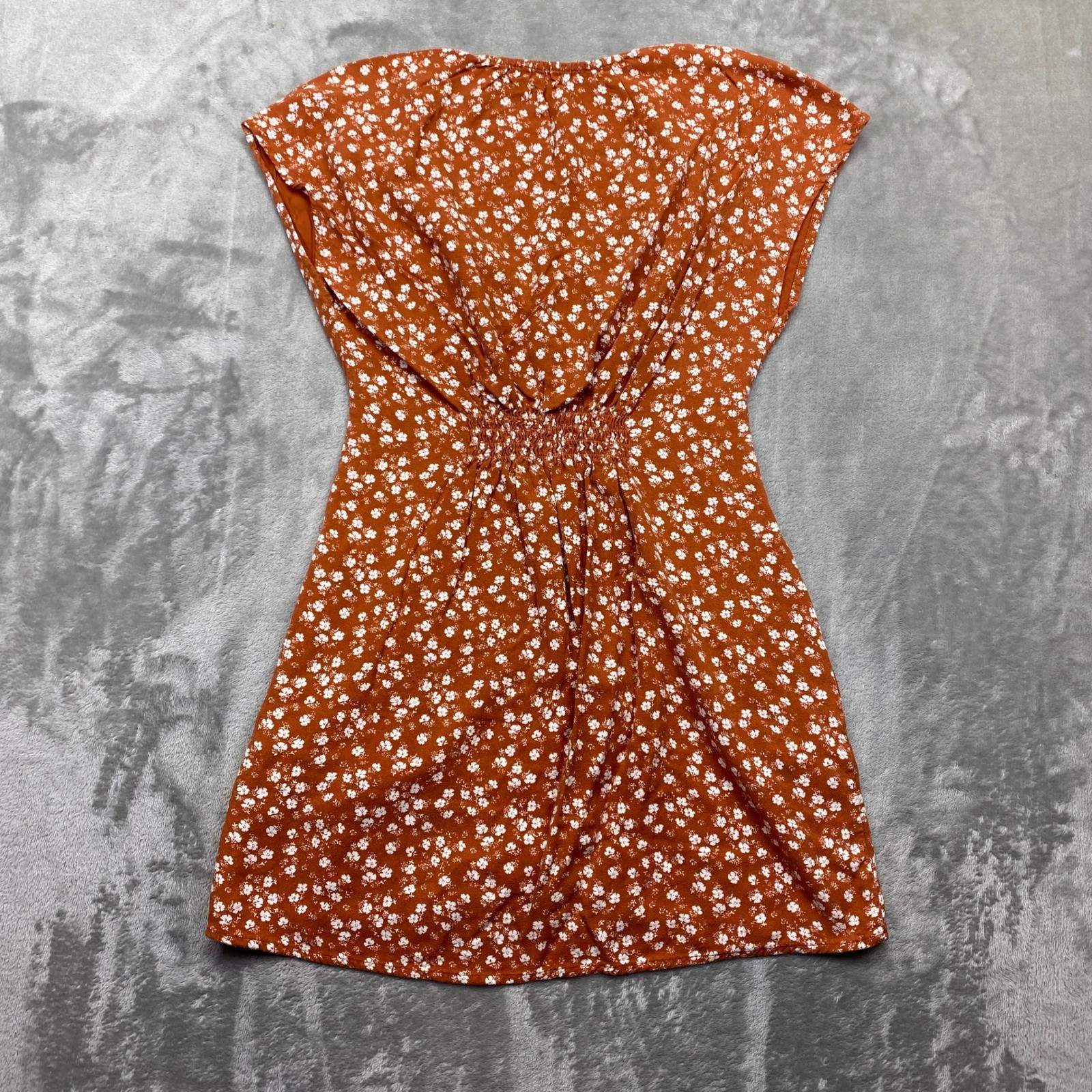 Abercrombie Fitch Rust White Floral Button Front Cap Sleeve Mini Dress XSP
