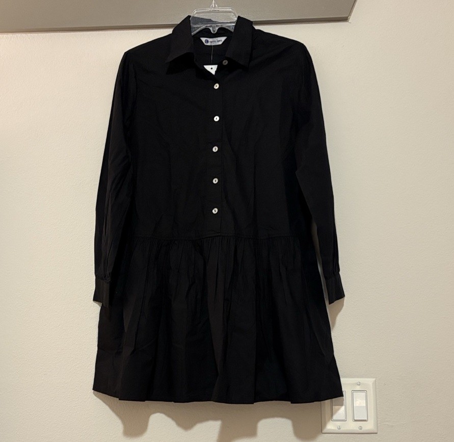 Caryn Lawn Black Shirtdress OS NWT