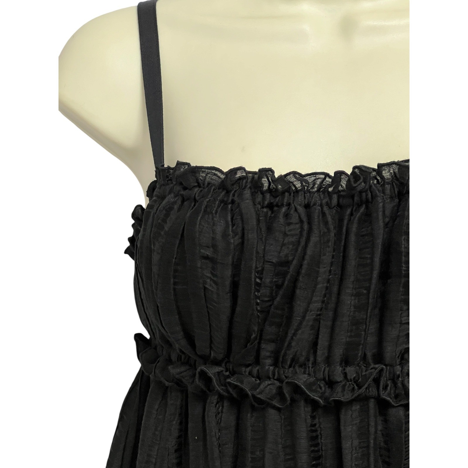 J.Crew Collection Maxi Dress Womens 6 Black Linen Blend Ruffle Empire Waist NWT