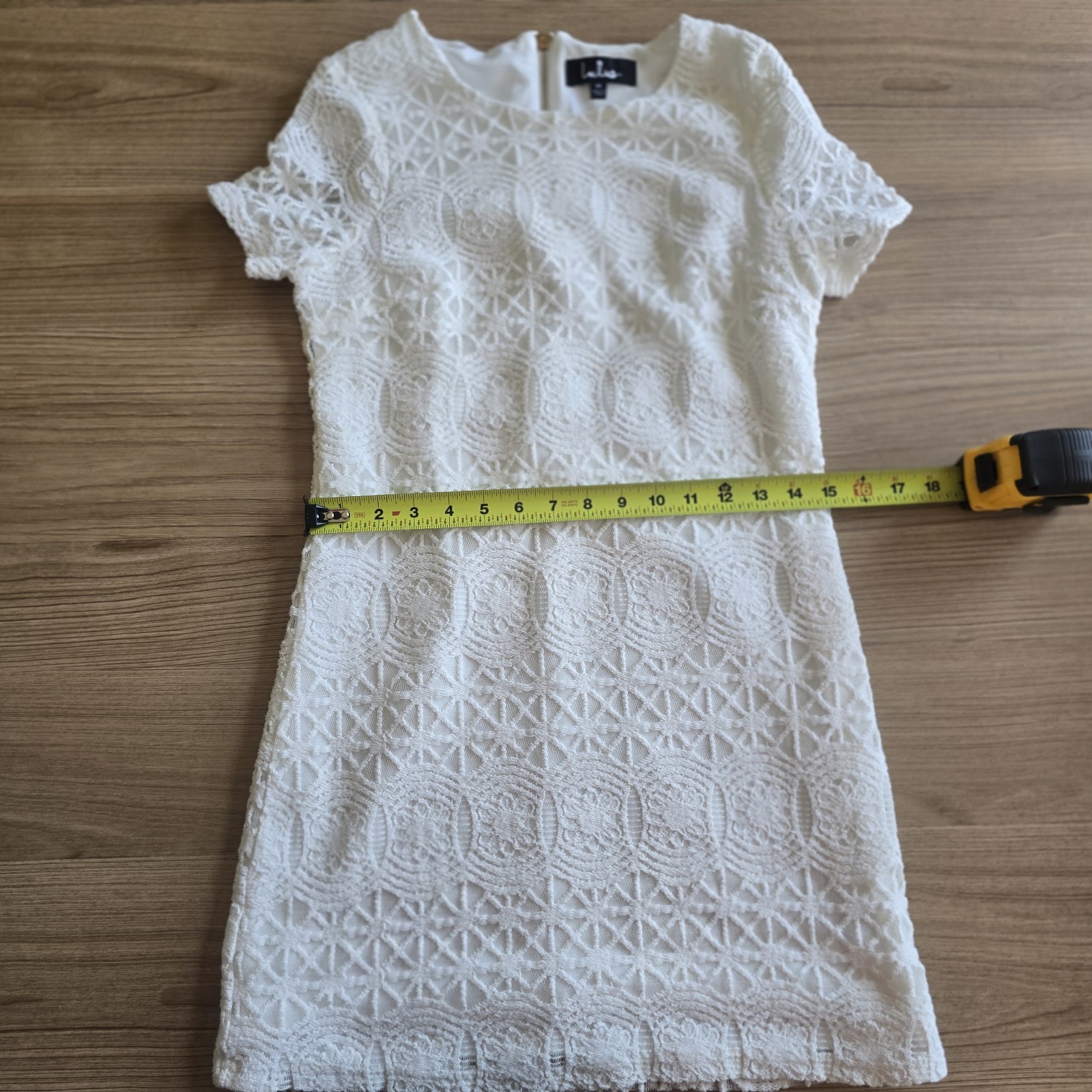 LULUS White Lace Mini Dress Short Sleeve Boho Bridal Shower Graduation Size M