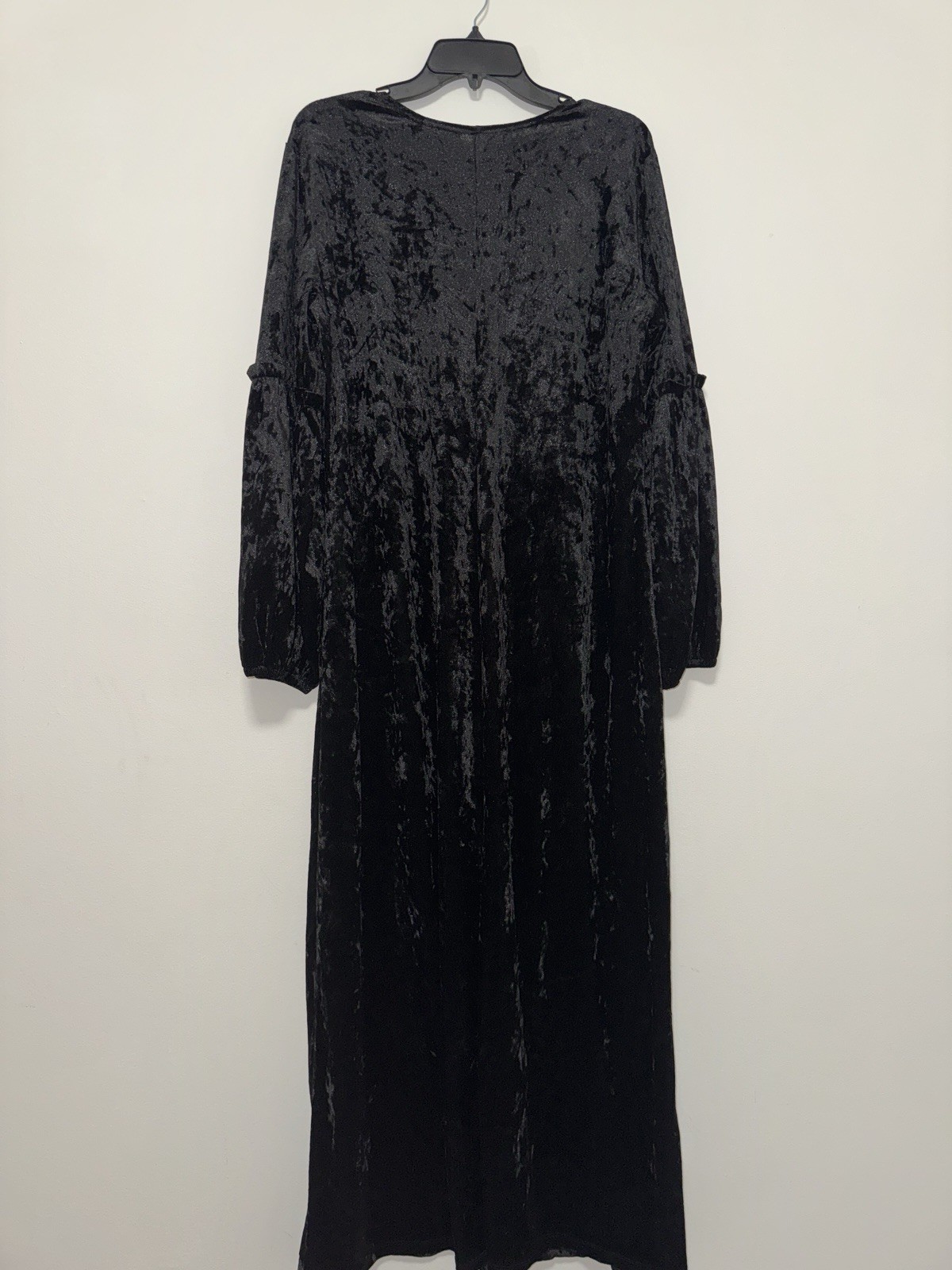 Over Size autumn & winter solid color velvet slim long sleeve black Dress (L/XL)