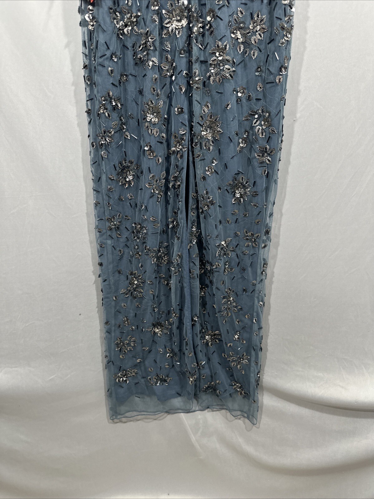 NEW Mac Duggal [ 4 ] 5477 Floral Embellished Scoop Neck Gown in Slate Grey #J278