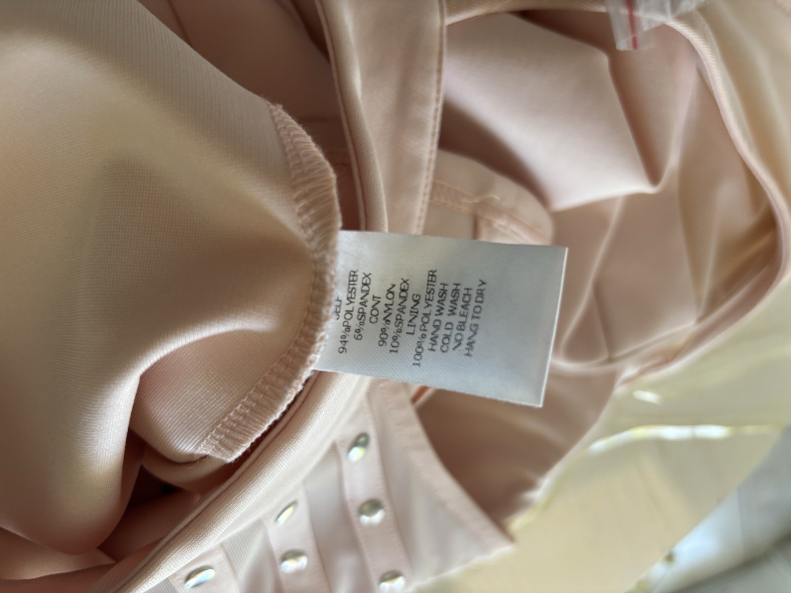 Entry Peach Mesh Sheer Bodycon Halter Knee-Length Dress Polyester Spandex S