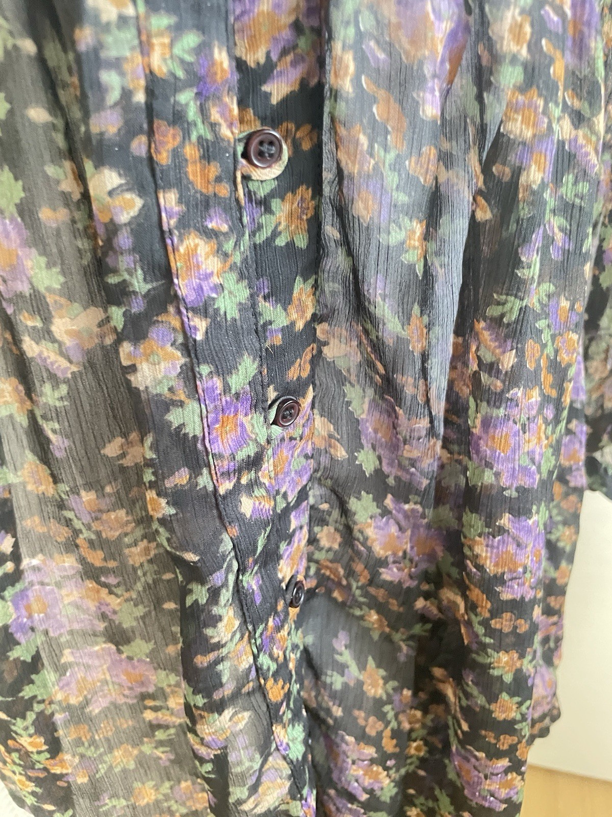 Buckle Daytrip Floral Sheer Tunic Mini Dress V-Neck 3/4 Sleeve