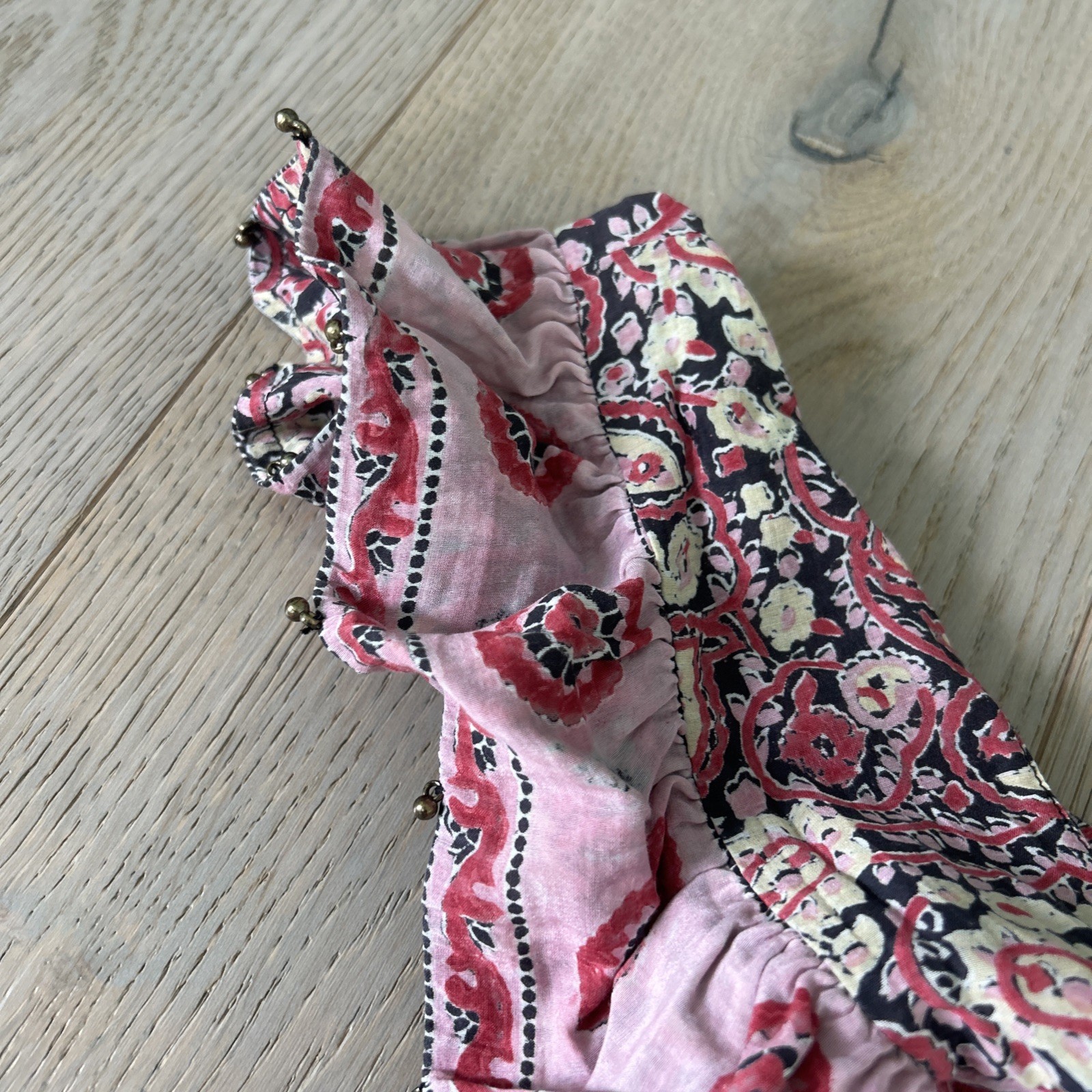 Bell By Alicia Bell Pink and Black Silk Cotton Mini Dress Block Print Small