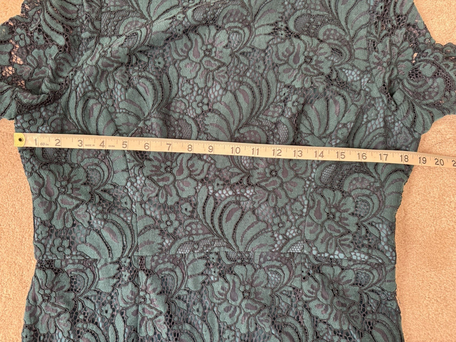 COAST FOREST GREEN LACE SHORT SLEEVE OCCASION DRESS SIZE 16, LINED, WEDDING VGC