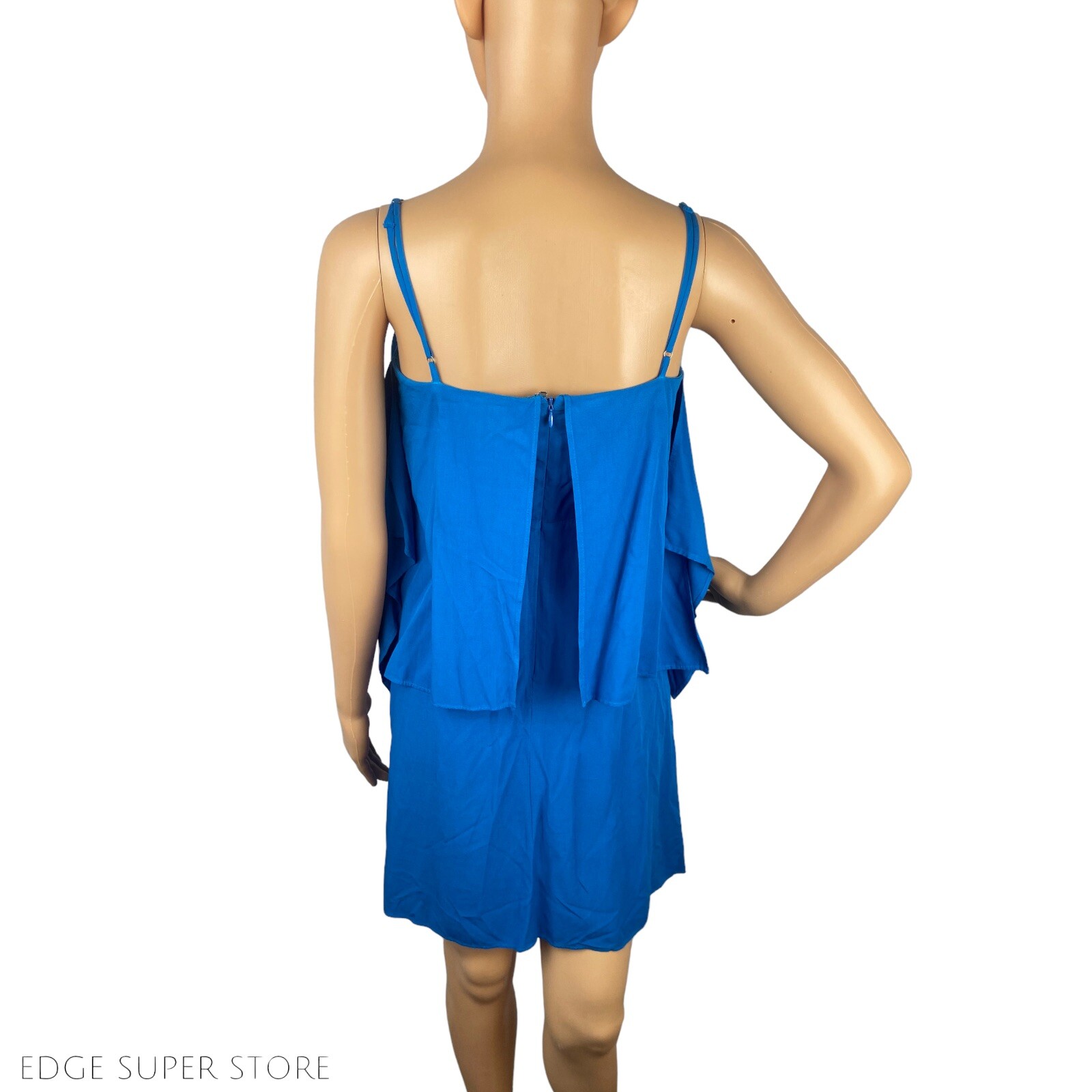 Splendid Blue Short Mini Sleeveless Zip Up Pleated Ruffle Dress Size XSmall