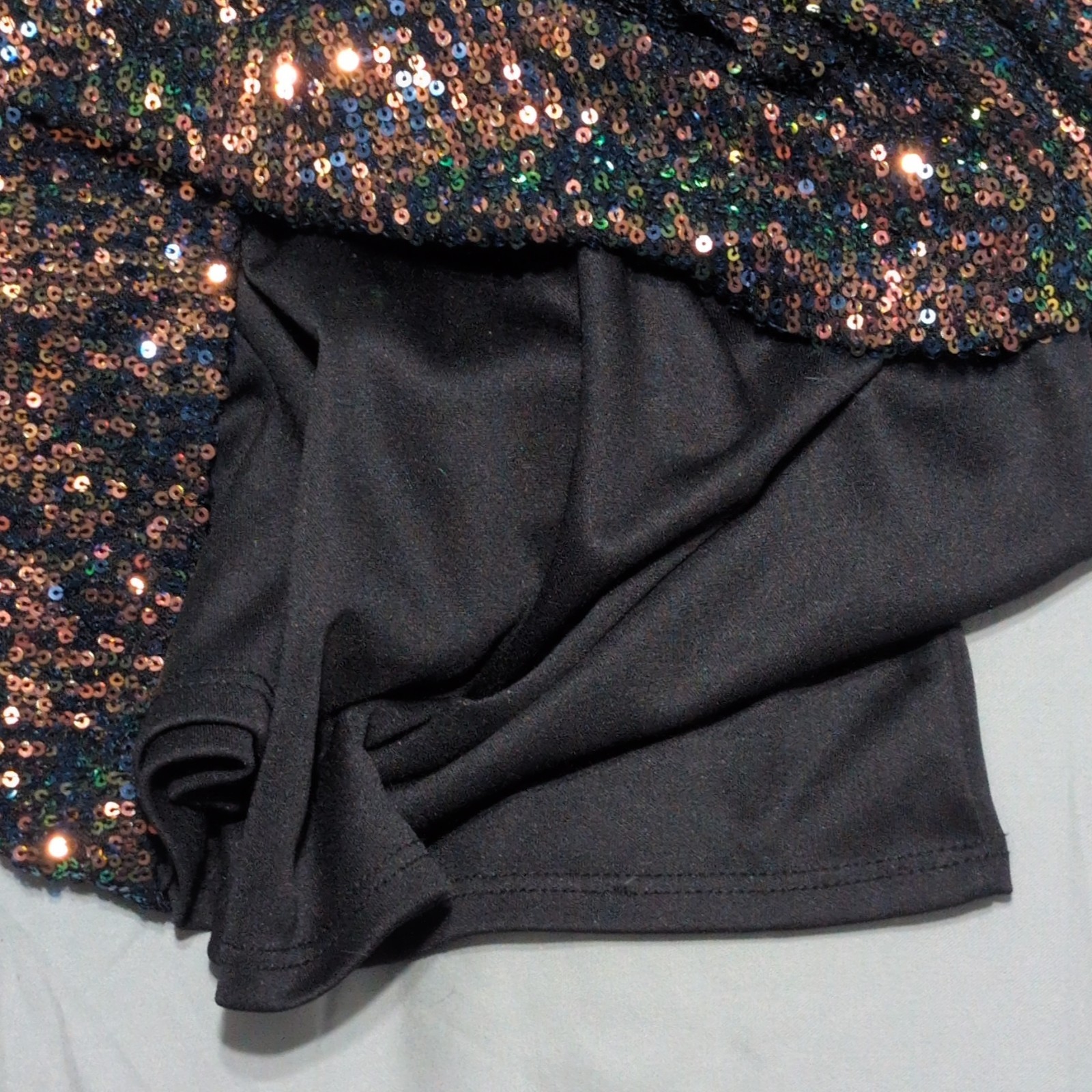 Art Class Sequin Long Sleeve Lined Mini Dress Black/Multicolor L (10/12)