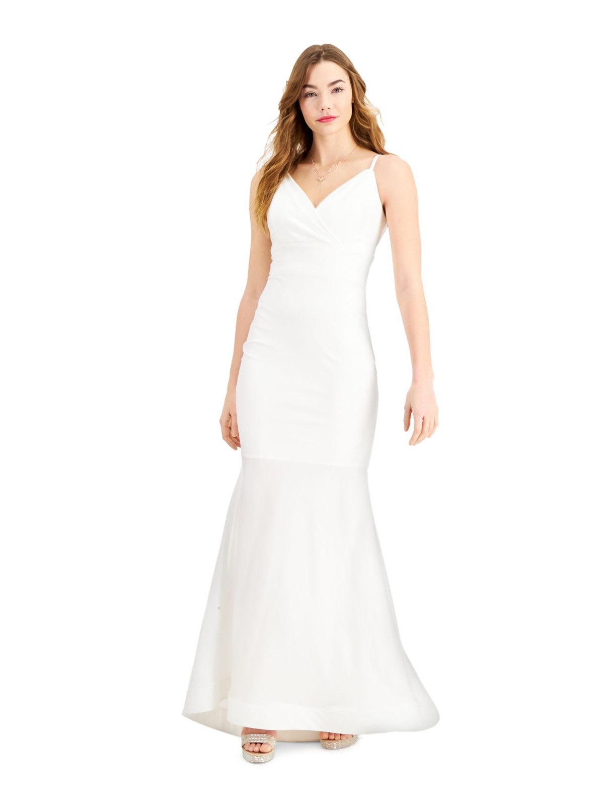 MORGAN & CO Womens Body Con Dress White Spaghetti Strap Formal Juniors 11