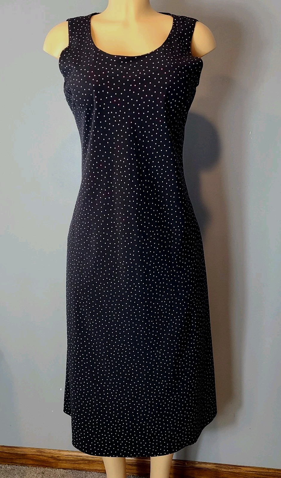 Vtg Y2K Studio 1 Midi Dress Sz 10 Black Pink Dark Fairy Polka Dot Retro 90s