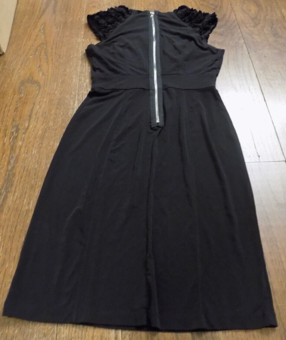 Carole Little Dress Black Ruffle Cap Sleeves Empire Waist Soft stretch fabric 4