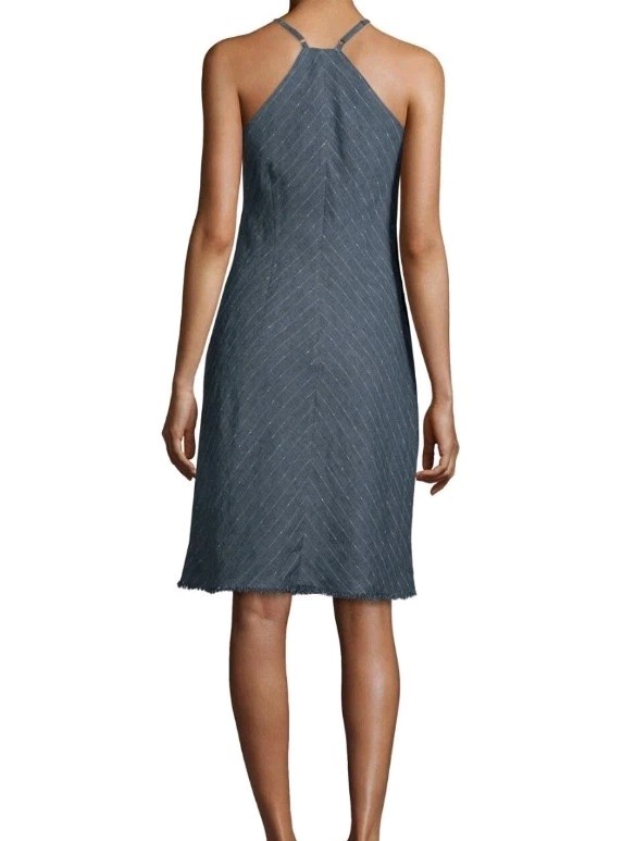 ATM Anthony Thomas Melillo racerback linen blend shift dress in indigo stripe Sm