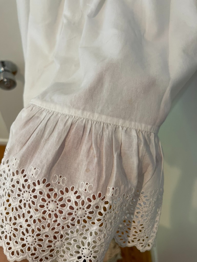 Celine Dress Hedi Slimane White Cotton Lace Small Eyelit Sz 38 Womens