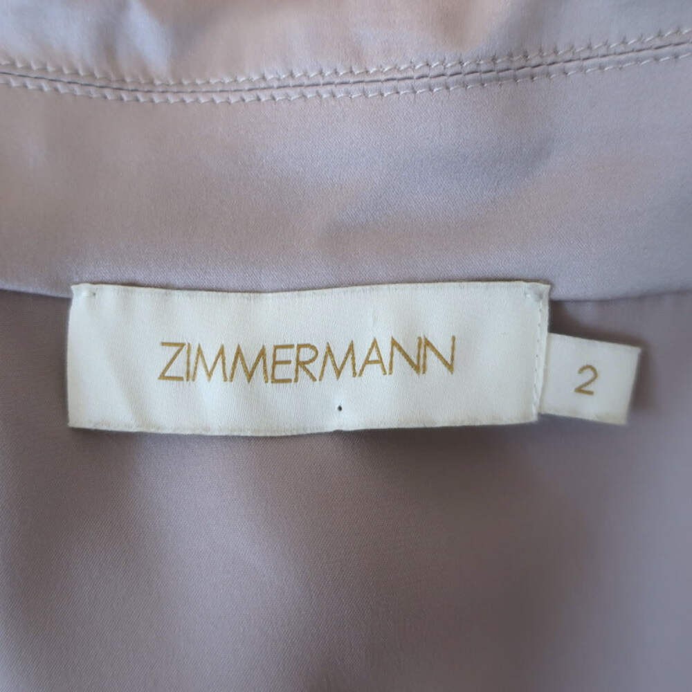 Zimmermann Blouson-Sleeve Mini Wrap Dress Lavender Silk Satin Size 2