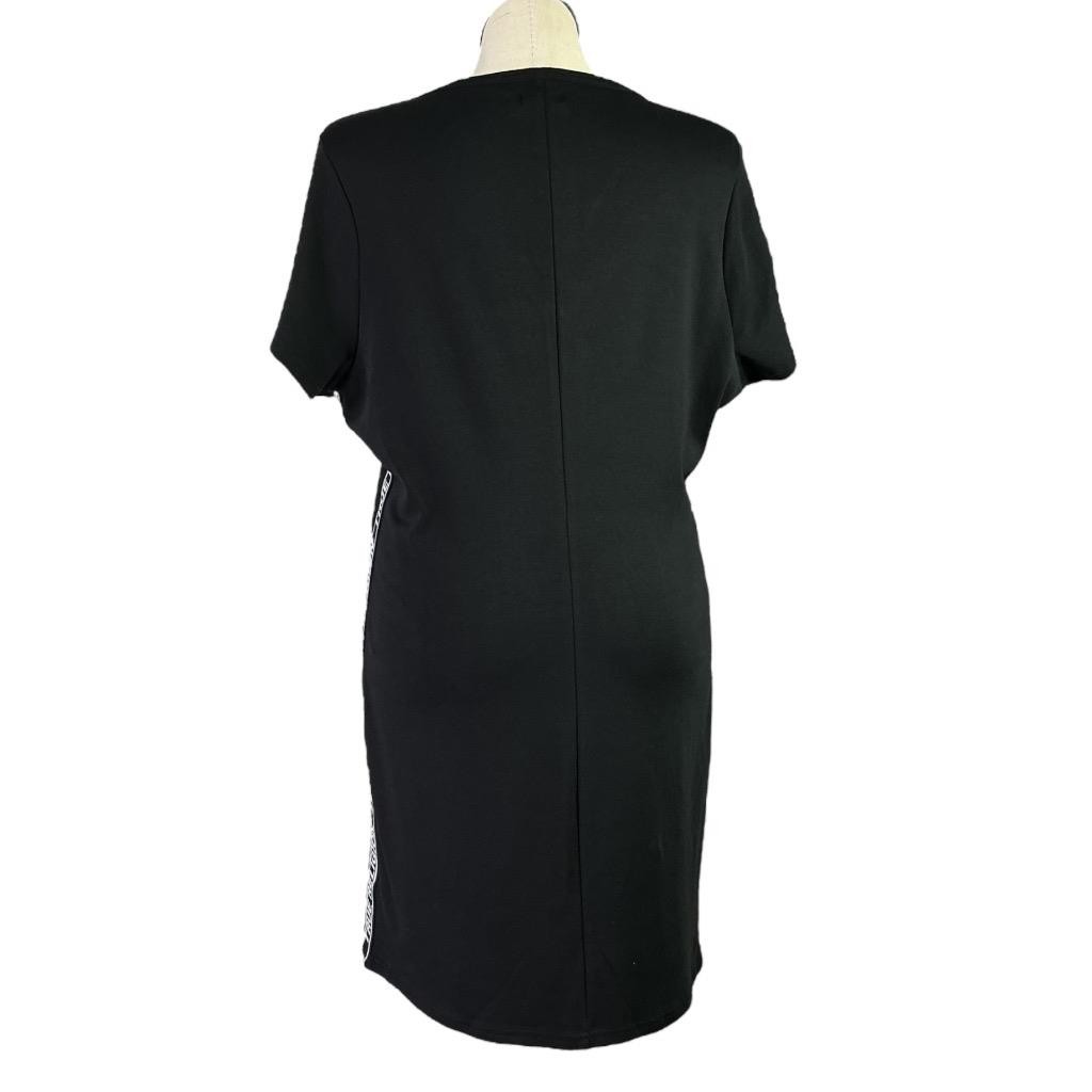 True Religion Taping Tee Dress Womens 3X Black Knit Short Sleeve Plus Size NEW