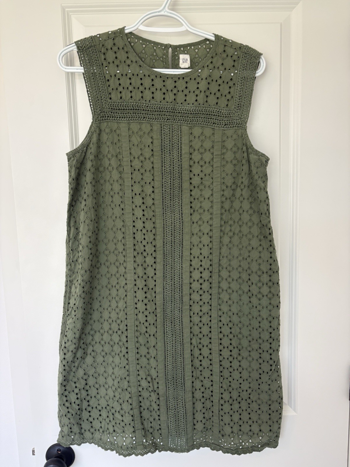Gap Cypress Green Lace Eyelet Shift Dress size S Tall