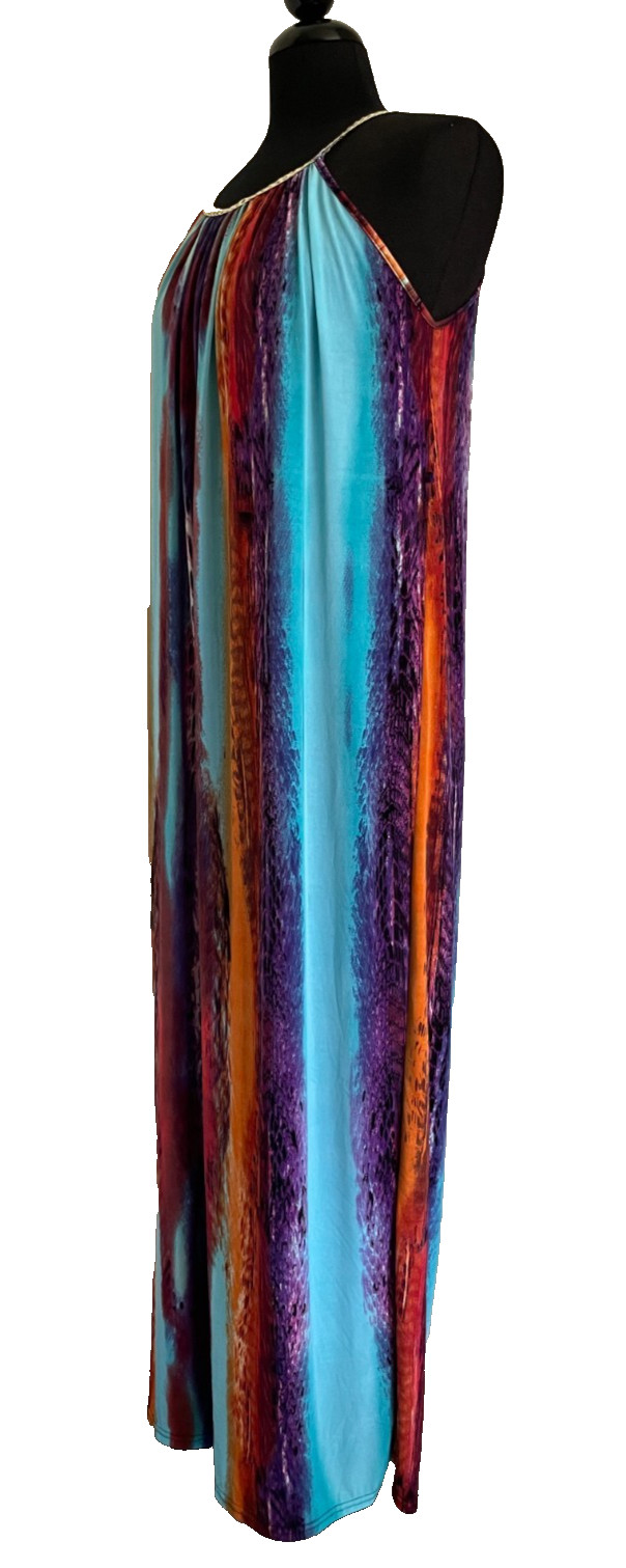 Women’s Gold Braided Strap Silk Blend Maxi Slip Dress Multicolored Size L