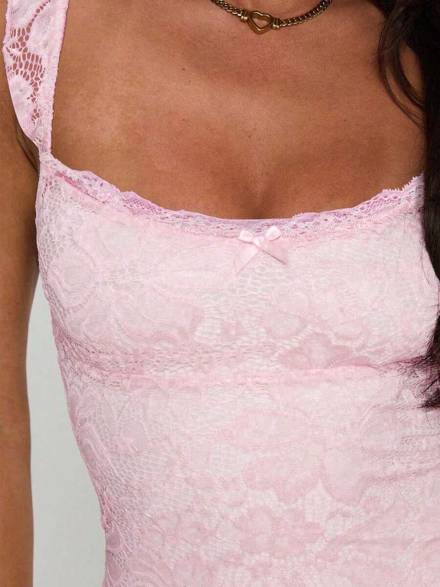 Elegant Lace Patchwork Mini Dress Backless Spaghetti Strap Zipper Party Slim
