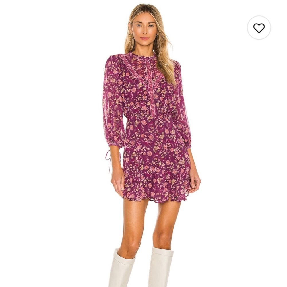 Revolve Tularosa Women’s Small Pink Floral 3/4 Sleeve Mini Hopper Dress