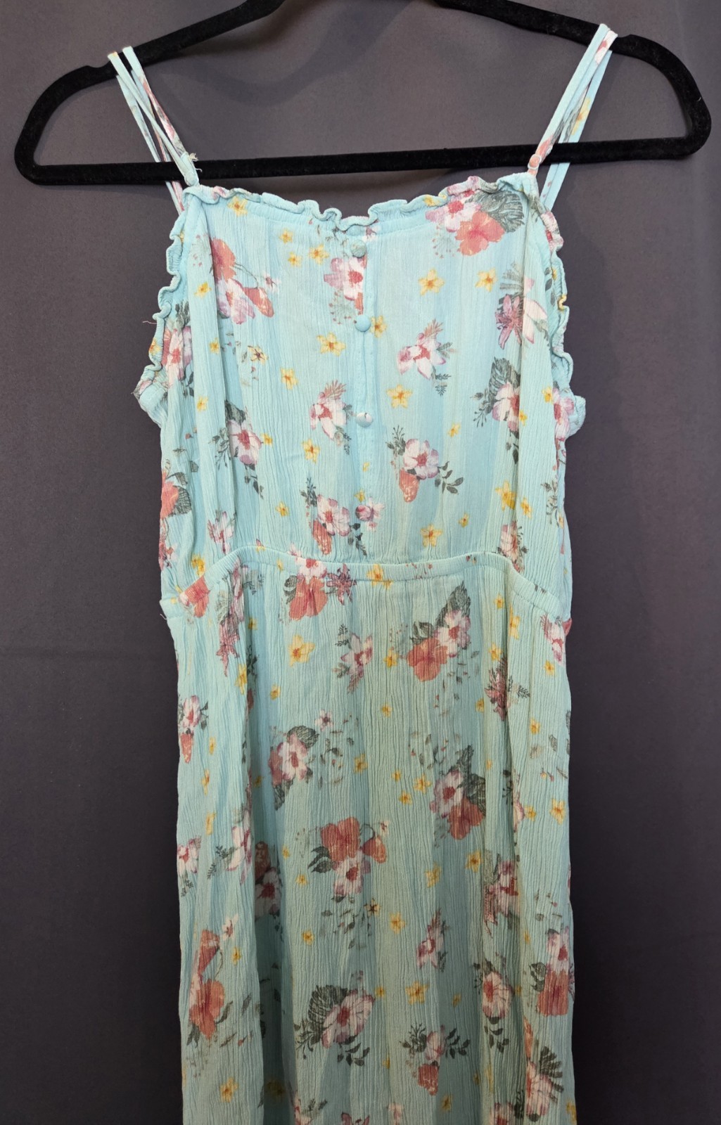 Gypsy And Jade Sundress Teal Flowers Adjustable Straps Sz L