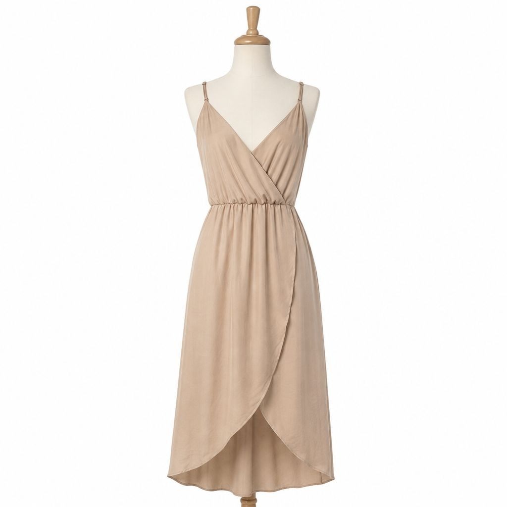 Lush Wrap Front Light Rose Tulip Hem Draped Chiffon Maxi Dress Size Small NWT