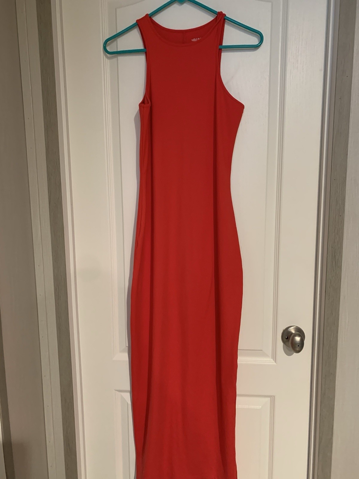 Wild Fable Women’s Size Medium Maxi Sundress Red Stretchy Halter Top B36-4