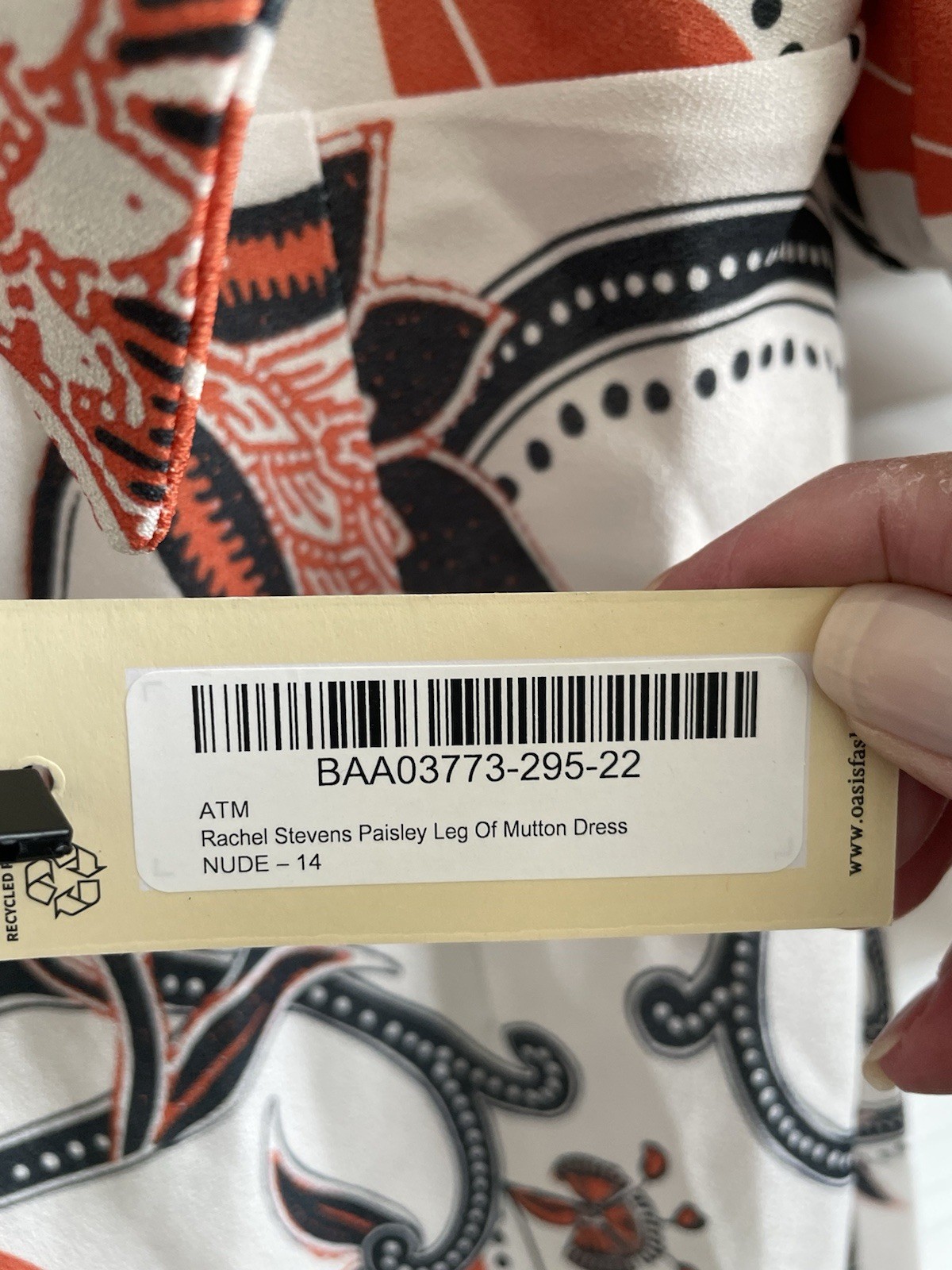 Oasis Rachel Steven’s Size 14 Midi Dress. Zip And Tie Back Fastening
