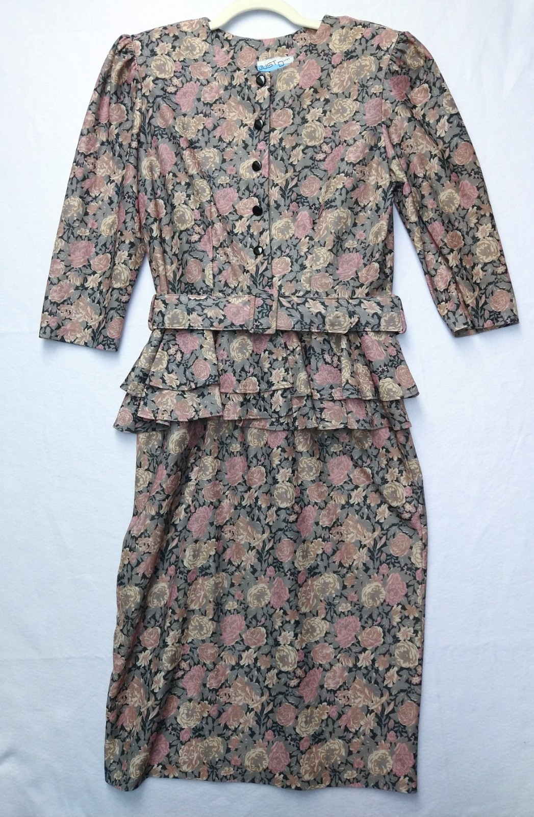 VTG 80’s Just Ducky Peplum Floral Dress Size 12 Secretary Cottagecore Grammacore