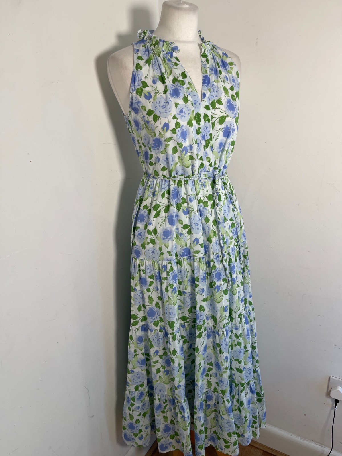 MahiGold tiered maxi midi dress S pattern print smocked floral cotton ruffle