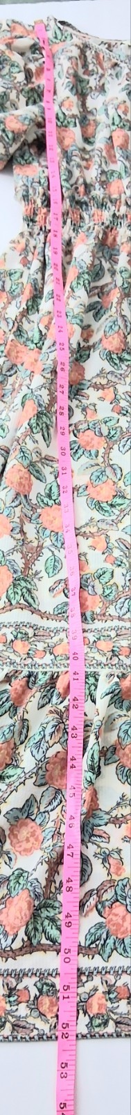 Max Studio Maxi Dress Large Textured Floral Puff Sleeves Keyhole Neck Tiered