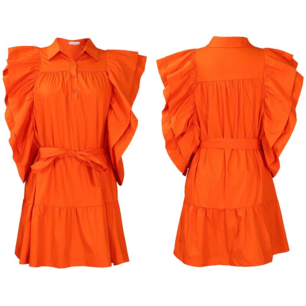 Womens Drawstring Ruffle Cap Sleeve A Line Dress Mini Dress Sundress Short Dress