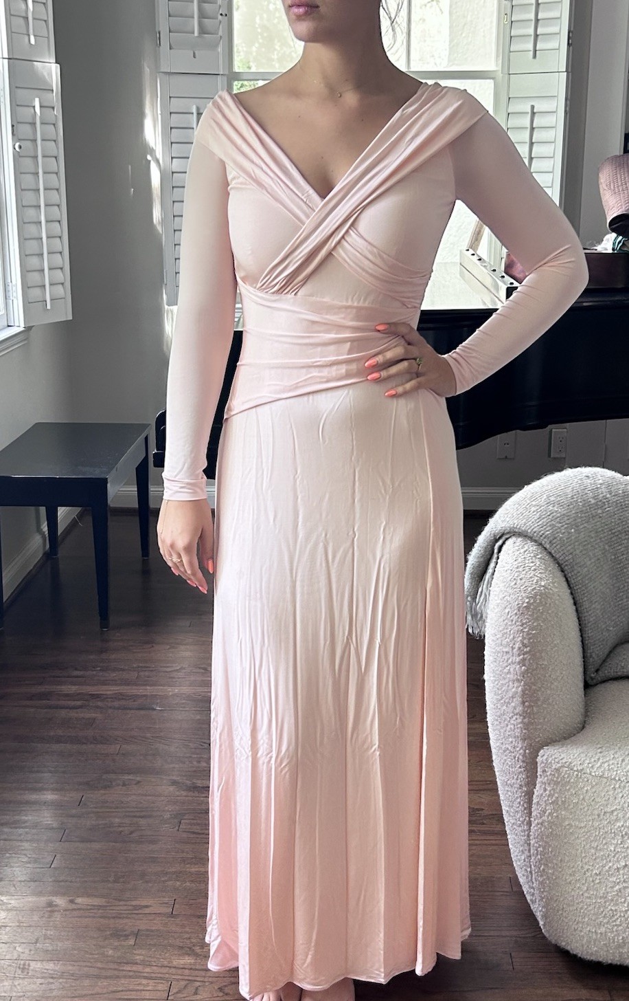 Ralph Lauren Collection Purple Label M Elegant Long Jersey Dress Pink $2990 MSRP