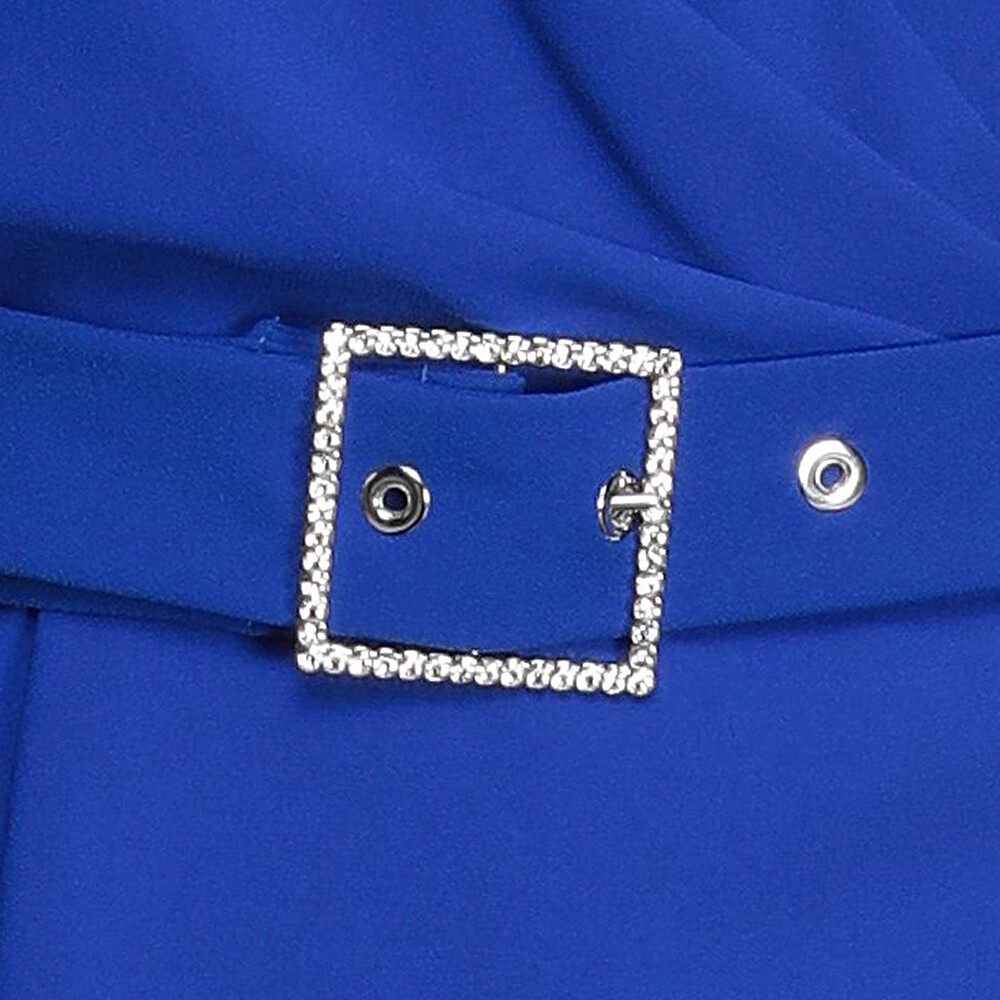 PINKO Wrap Dress Belted Midi Office Day Dress Electric Blue Size 40 – RP £517.00