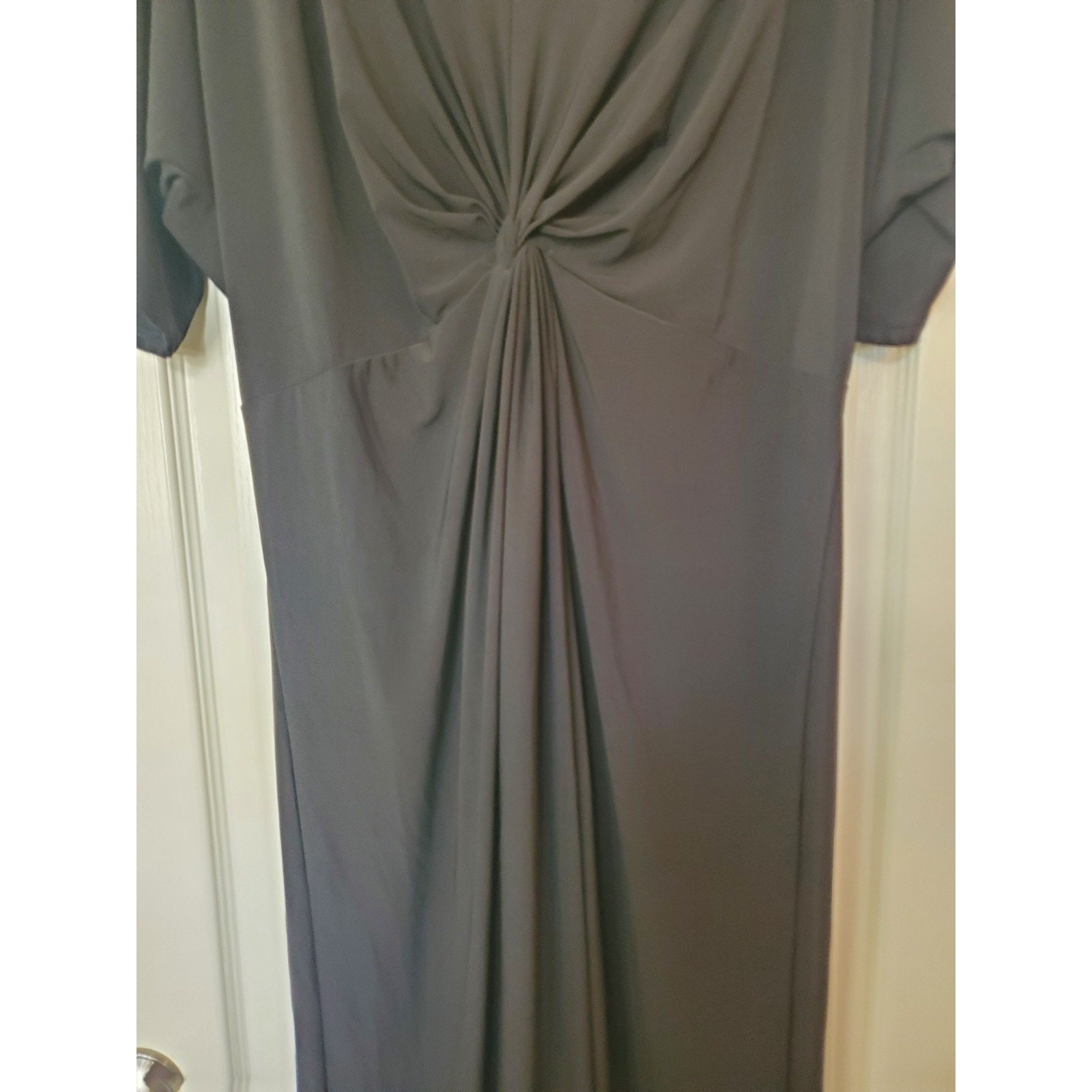 Koh Koh Black V-Neck Front Knot Slimming Side Slit Maxi Dress NWT, Plus Size 2XL