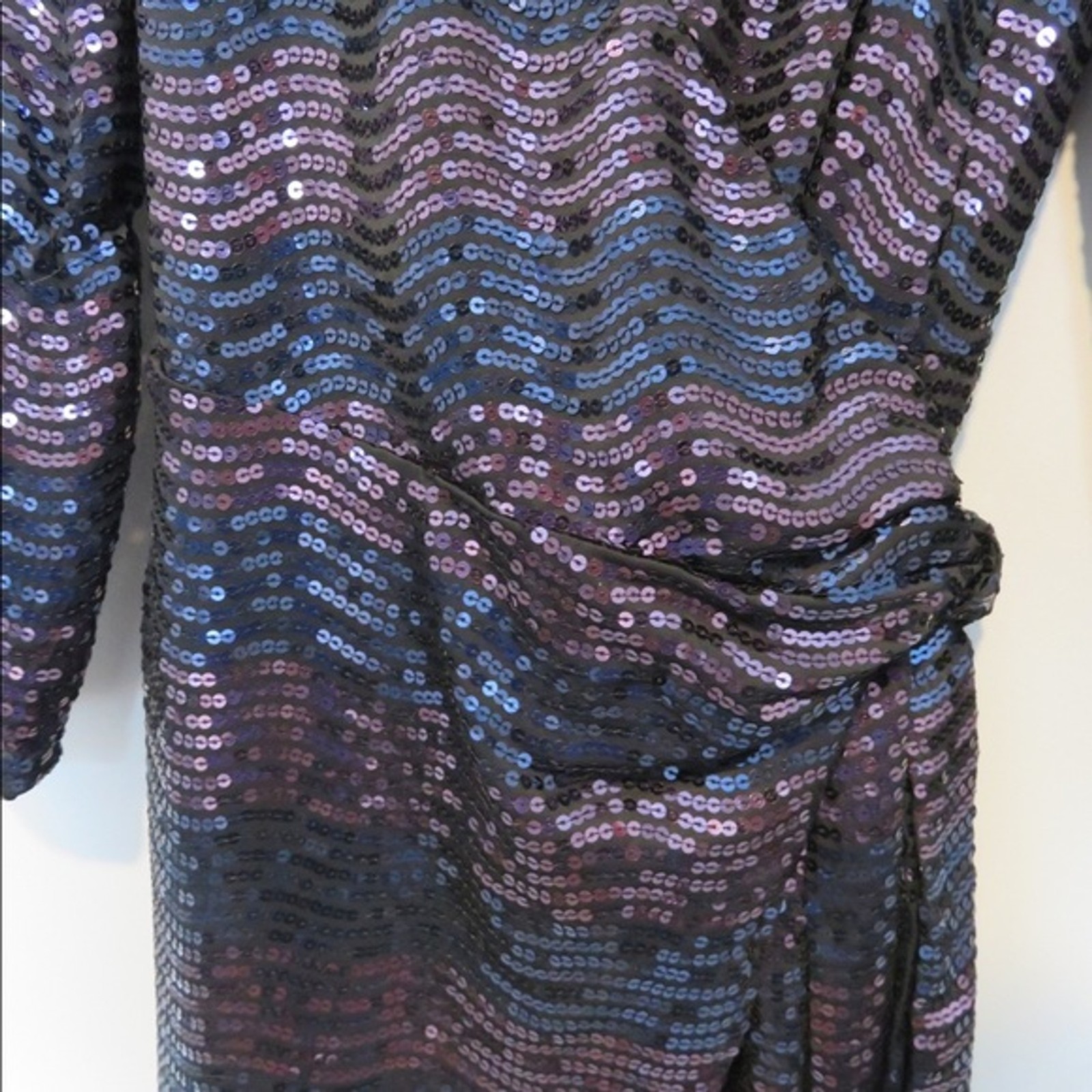 Reformation Dress Ivy Sequin Roxbury Long Sleeve Purple Blue Wrap Cocktail NWT