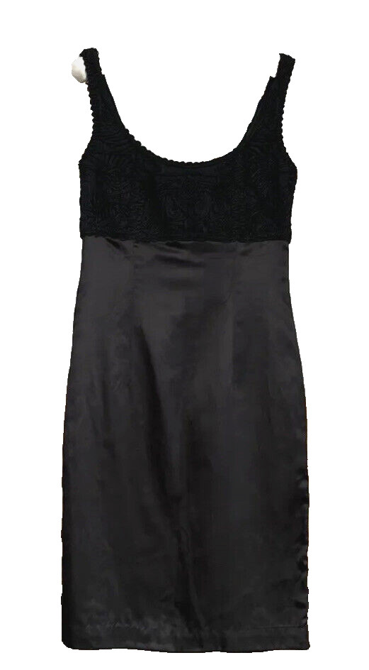 Vintage H&M Silk & Cotton black cocktail dress with embroidery Y2K Lined Satin